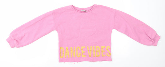 I Love Girlswear Girls Pink  Cotton Pullover Sweatshirt Size 10 Years  Pullover - Dance Vibes Shimmer