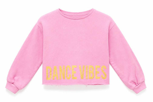 I Love Girlswear Girls Pink  Cotton Pullover Sweatshirt Size 10 Years  Pullover - Dance Vibes Shimmer