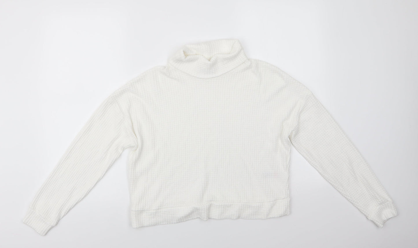 New Look Womens Ivory Roll Neck  Viscose Pullover Jumper Size M   - Waffle effect