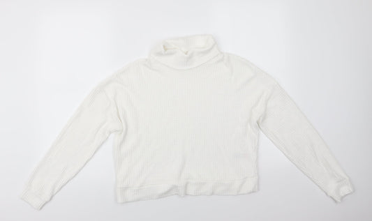 New Look Womens Ivory Roll Neck  Viscose Pullover Jumper Size M   - Waffle effect