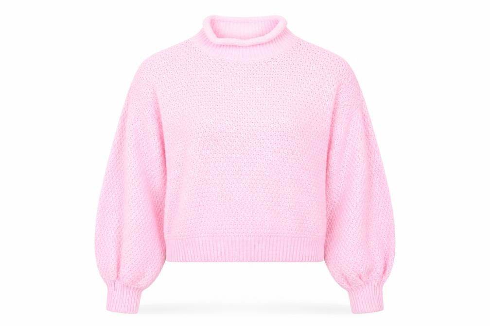 PRETTYLITTLETHING Womens Pink High Neck  Acrylic Pullover Jumper Size M   - Fondant Pink