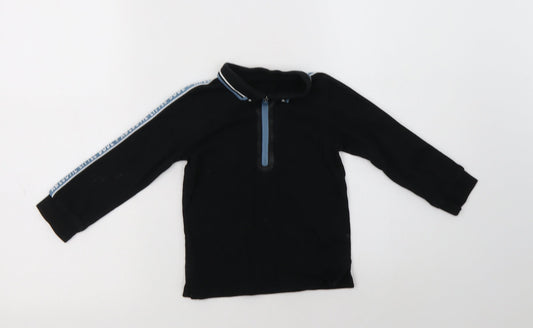 George Baby Black  Cotton Basic Polo Size 12-18 Months Collared Zip
