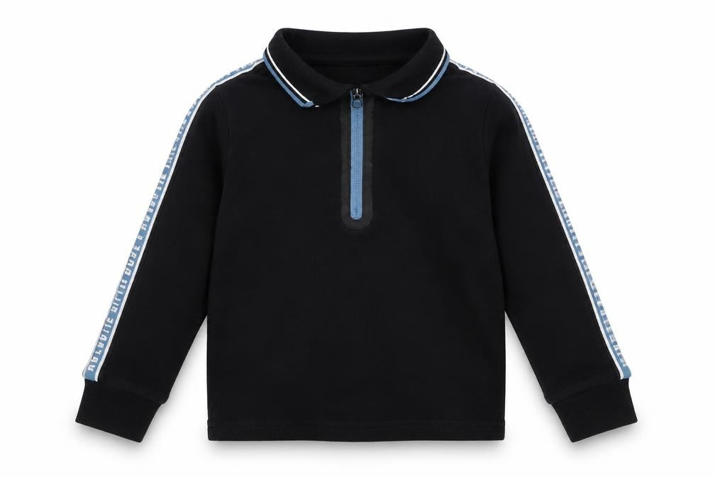 George Baby Black  Cotton Basic Polo Size 12-18 Months Collared Zip