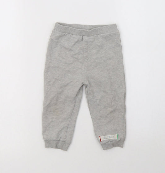 BHS Baby Grey  Cotton Jogger Trousers Size 12-18 Months   - Mickey