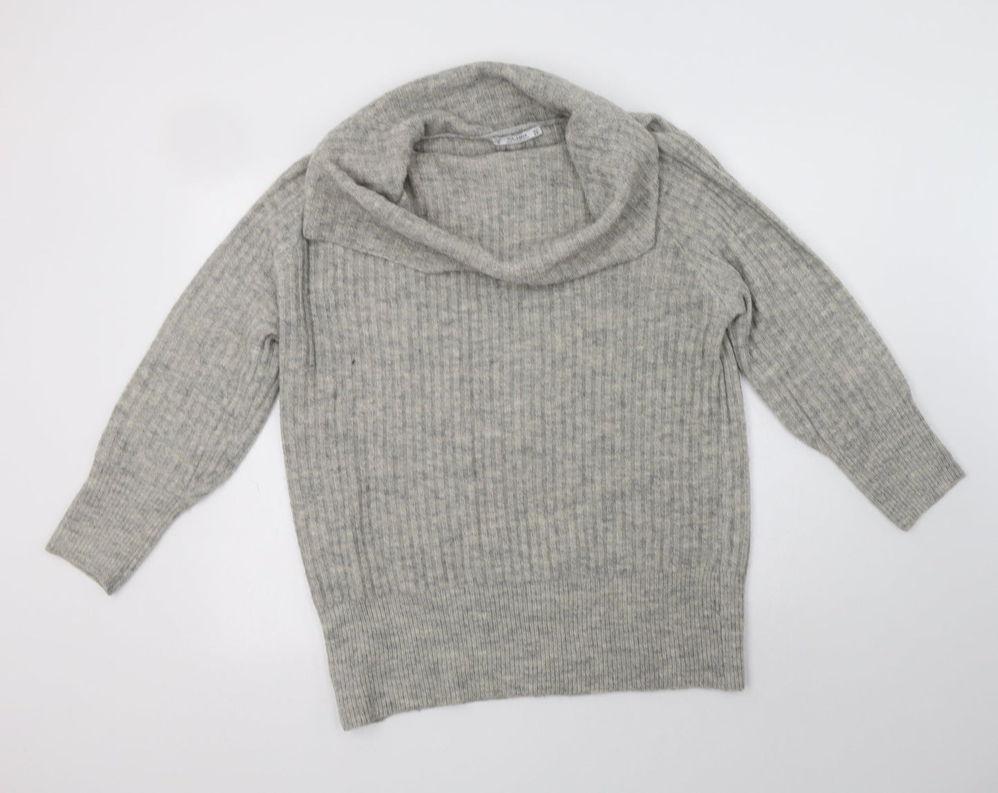 Pull & Bear Womens Grey Roll Neck  Acrylic Pullover Jumper Size S