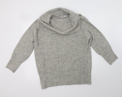 Pull&Bear Womens Grey Roll Neck  Acrylic Pullover Jumper Size S