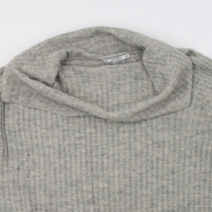 Pull&Bear Womens Grey Roll Neck  Acrylic Pullover Jumper Size S