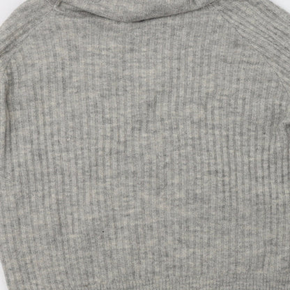 Pull&Bear Womens Grey Roll Neck  Acrylic Pullover Jumper Size S