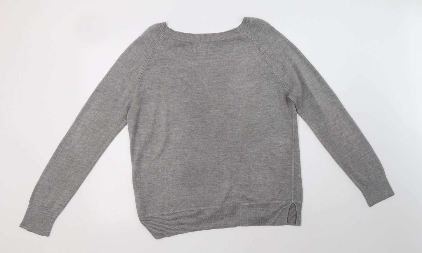 Papaya Womens Grey Crew Neck  Acrylic Pullover Jumper Size 14