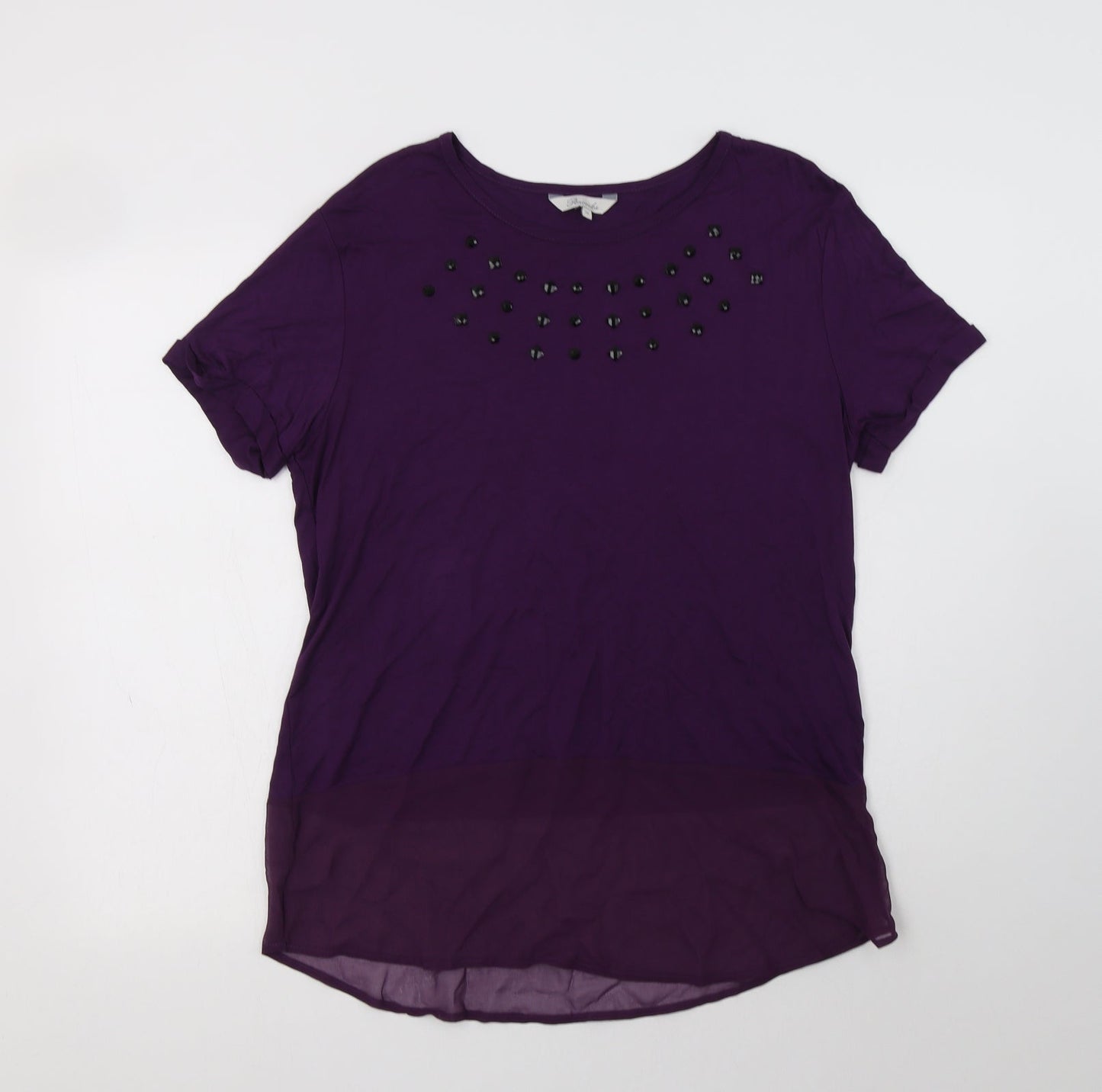 Peacocs Womens Purple  Viscose Basic Blouse Size 12 Crew Neck