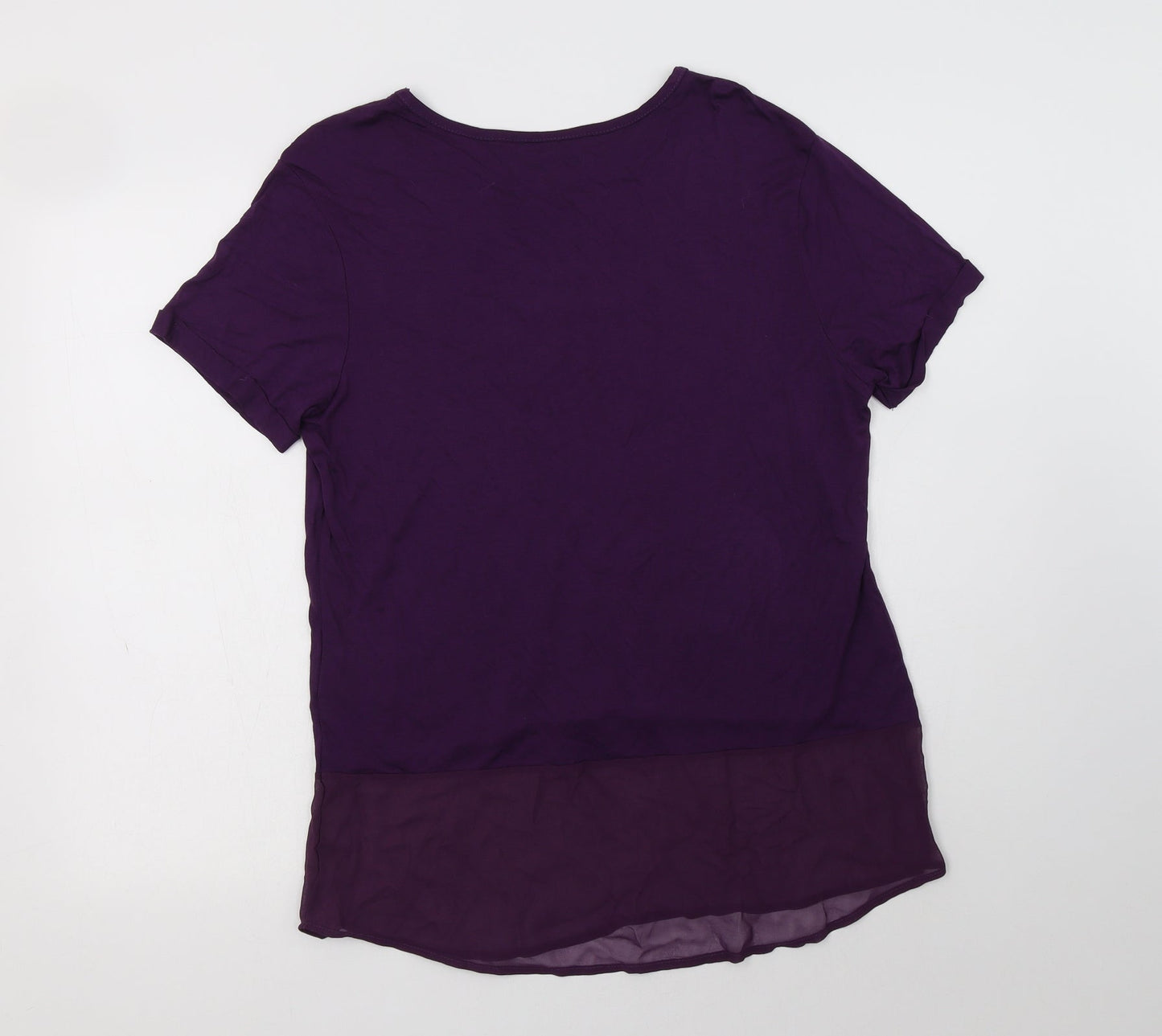 Peacocs Womens Purple  Viscose Basic Blouse Size 12 Crew Neck