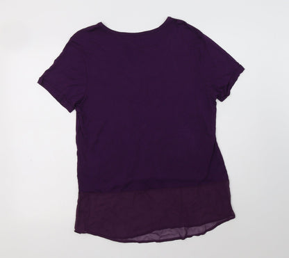 Peacocks Womens Purple  Viscose Basic Blouse Size 12 Crew Neck