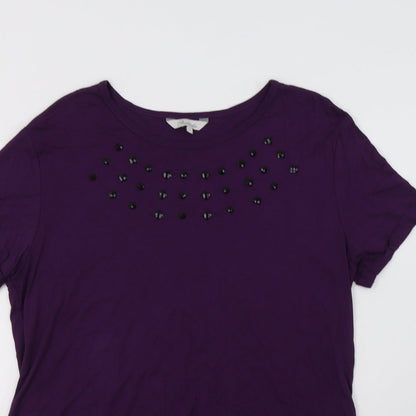 Peacocks Womens Purple  Viscose Basic Blouse Size 12 Crew Neck