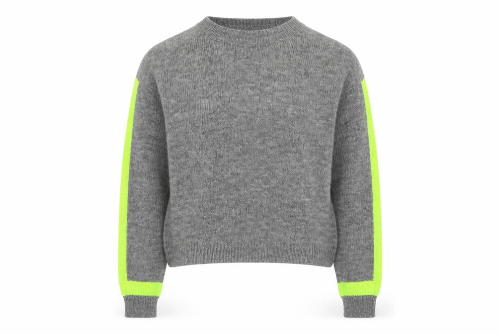 Primark Womens Grey Mock Neck Striped Acrylic Pullover Jumper Size XS