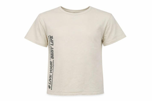 Marks & Spencer Girls Beige  Cotton Basic T-Shirt Size 10-11 Years Crew Neck  - Live Your Best Life