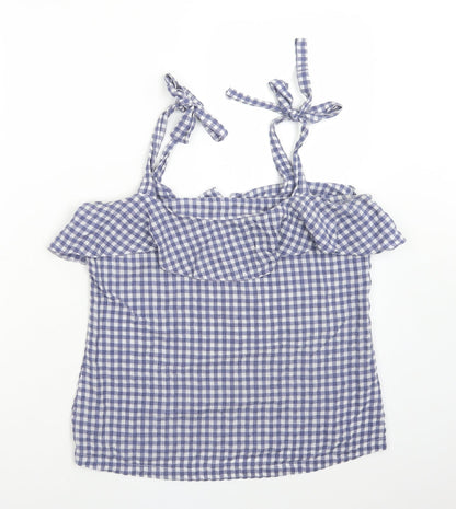 Next Womens Multicoloured Check Polyester Basic T-Shirt Size 6 Square Neck