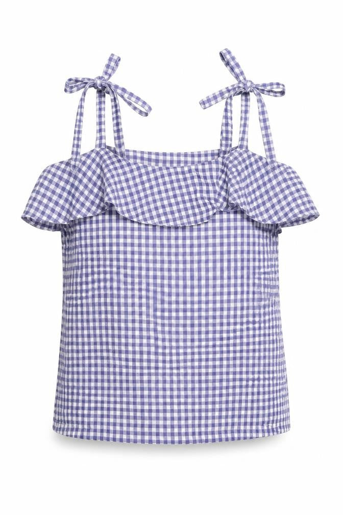 NEXT Womens Multicoloured Check Polyester Basic T-Shirt Size 6 Square Neck
