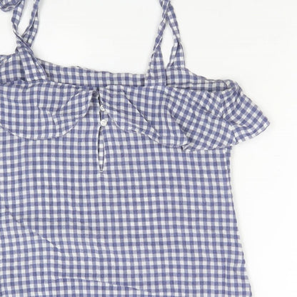 Next Womens Multicoloured Check Polyester Basic T-Shirt Size 6 Square Neck