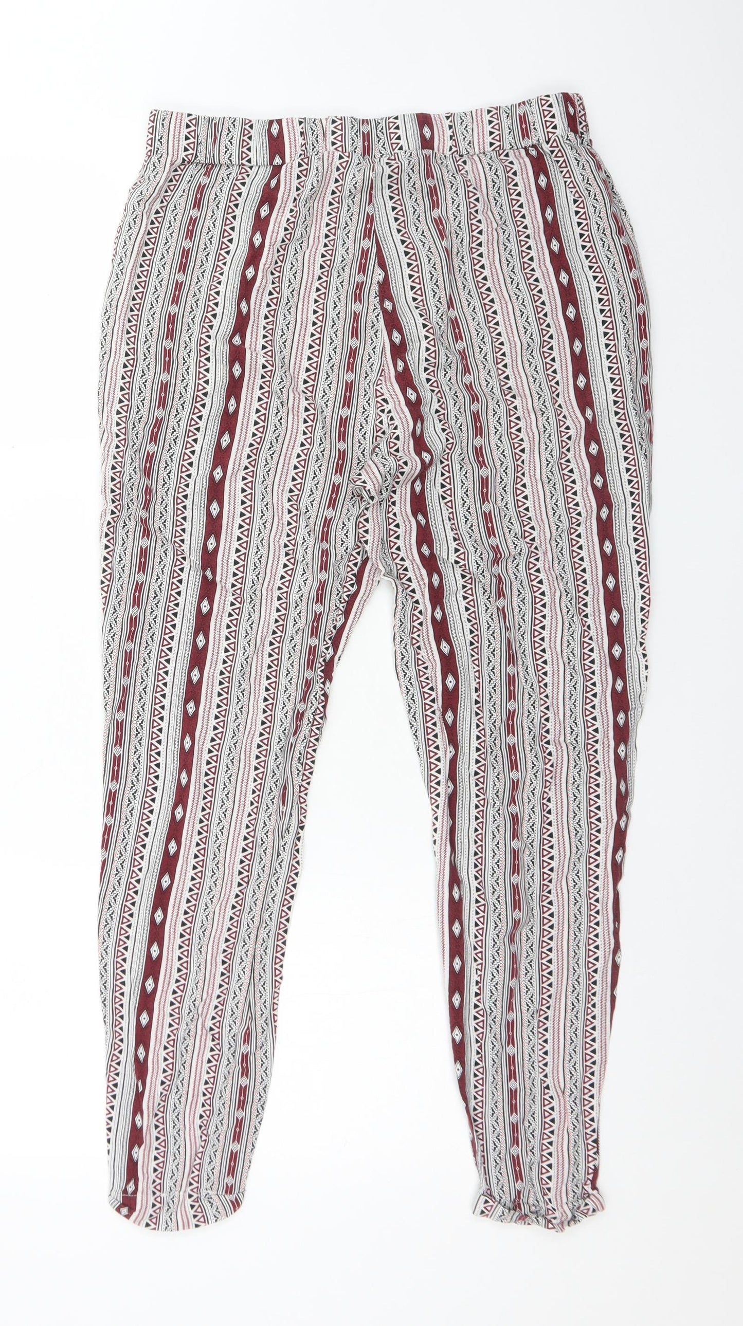Atmosphere Womens Multicoloured Geometric Viscose Bloomer Trousers Size 12 L27 in Regular