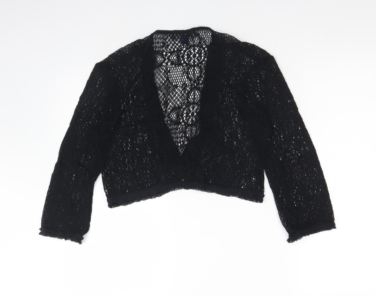 Aria Womens Black V-Neck  Cotton Cardigan Jumper Size 10