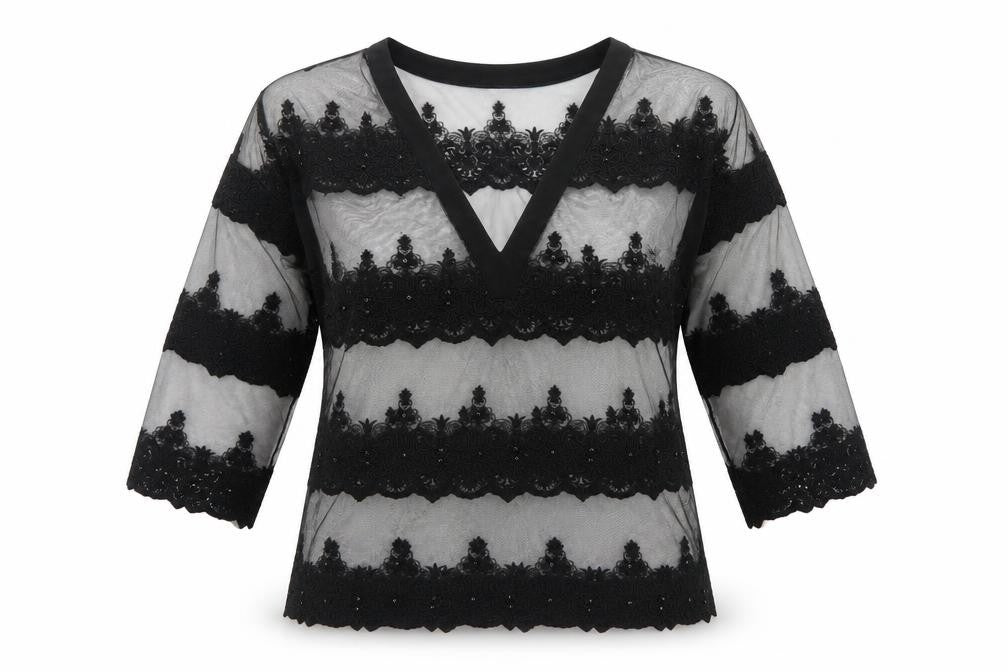 NEXT Womens Black Floral  Basic T-Shirt Size 12 V-Neck