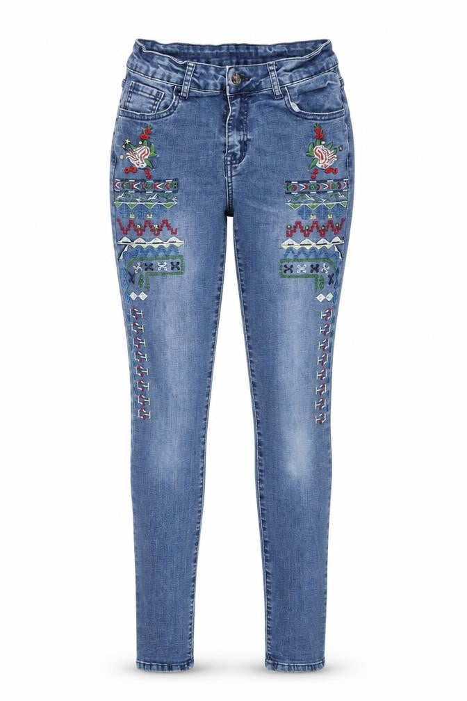 ONADO Womens Black Geometric Cotton Skinny Jeans Size M L29 in Regular