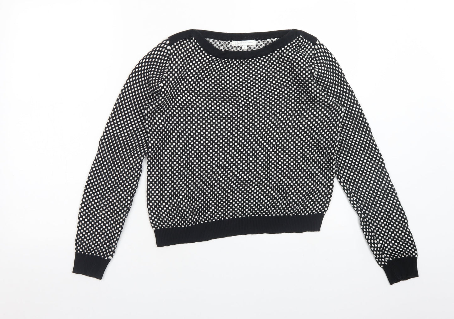 GLAMOUROUS Womens Multicoloured Boat Neck Polka Dot Cotton Pullover Jumper Size 8
