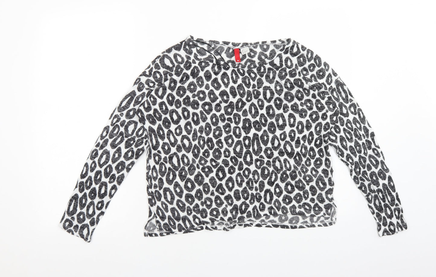 H&M Womens Multicoloured Animal Print Viscose Basic T-Shirt Size S Round Neck