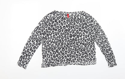 H&M Womens Multicoloured Animal Print Viscose Basic T-Shirt Size S Round Neck