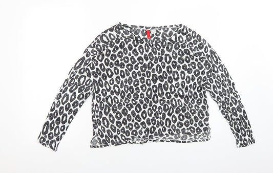 H&M Womens Multicoloured Animal Print Viscose Basic T-Shirt Size S Round Neck