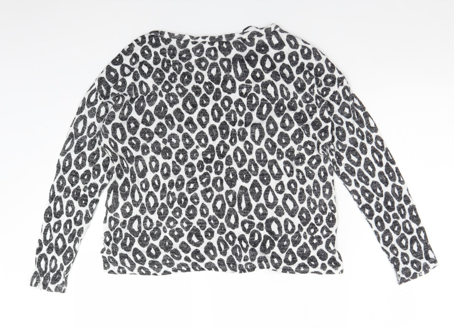 H&M Womens Multicoloured Animal Print Viscose Basic T-Shirt Size S Round Neck