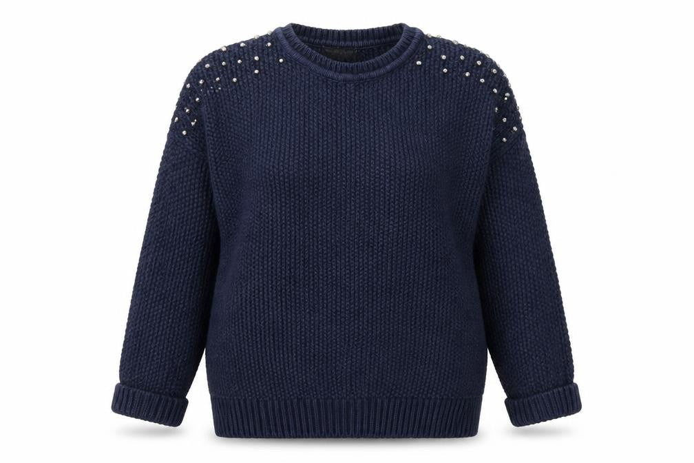Topshop Womens Blue Crew Neck  Cotton Pullover Jumper Size 10