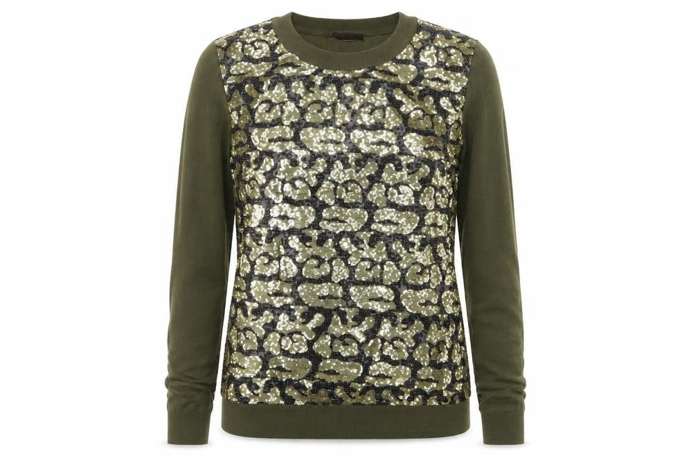 Yes Miss Womens Multicoloured Round Neck Camouflage Cotton Pullover Jumper Size S