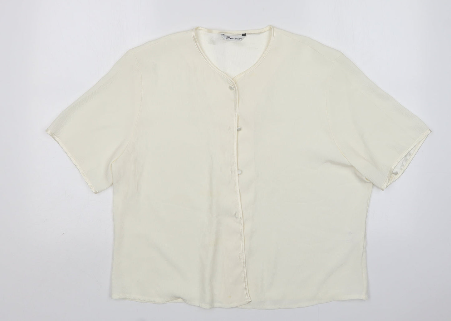 Berkertex Womens Ivory  Polyester Basic Button-Up Size 18 Round Neck
