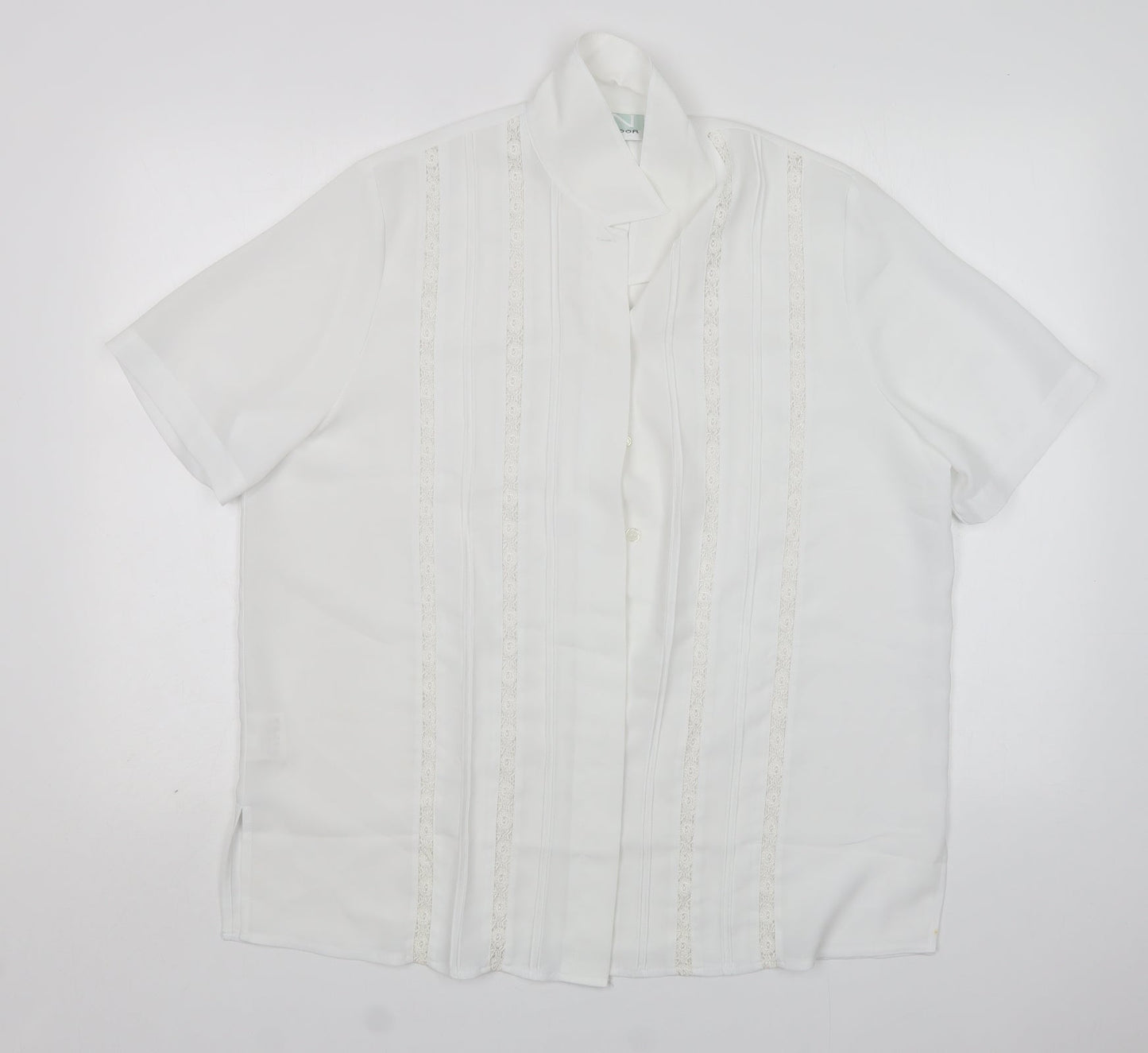 Northmoon Womens White  Polyester Basic Button-Up Size 18 Collared