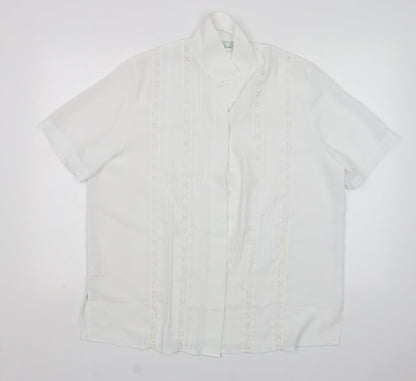 Northmoon Womens White  Polyester Basic Button-Up Size 18 Collared