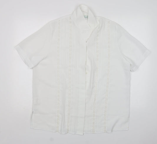 Northmoon Womens White  Polyester Basic Button-Up Size 18 Collared