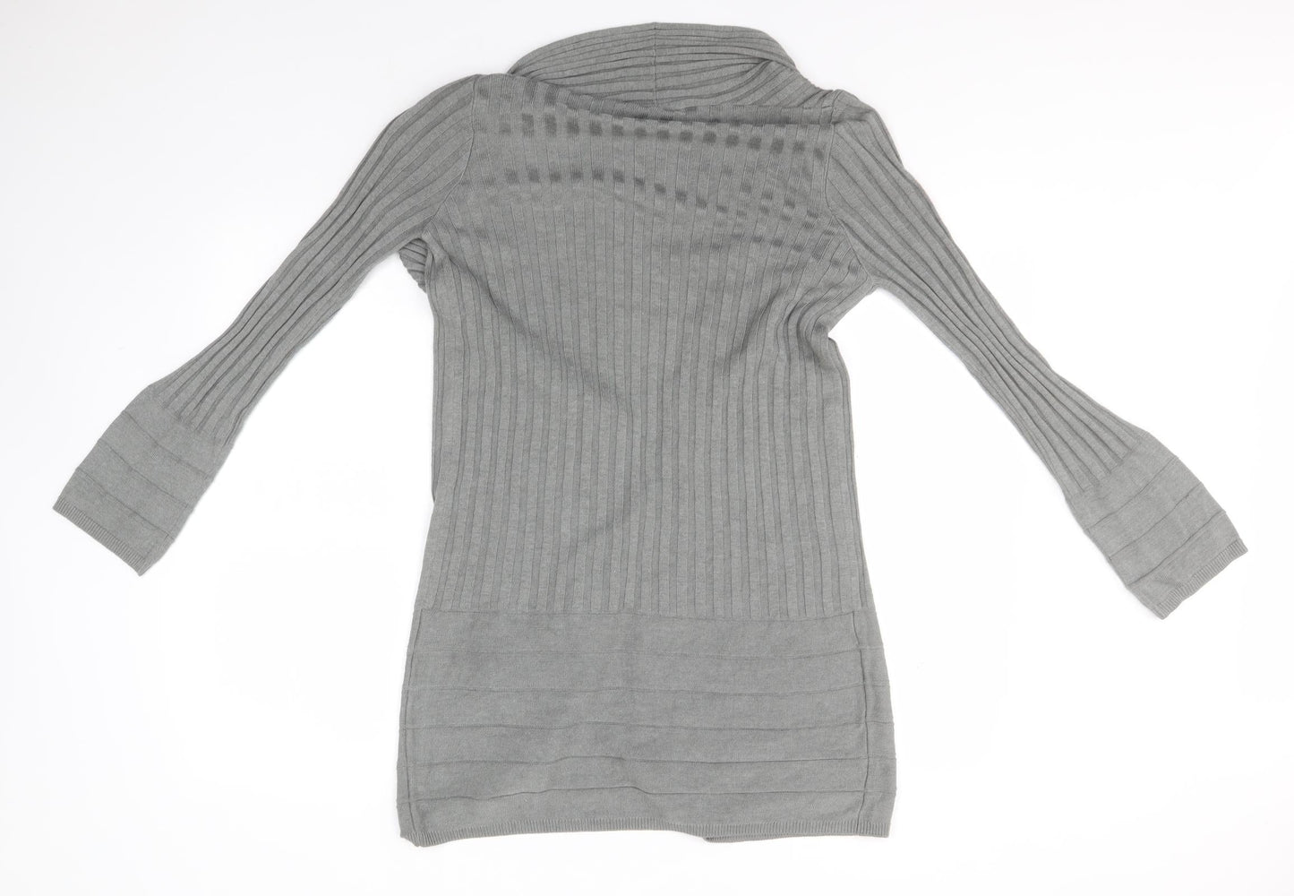 Per Una Womens Grey Round Neck Striped Viscose Cardigan Jumper Size 10