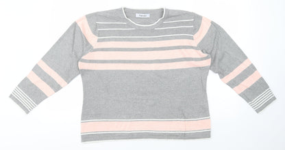 Fabrizio Mens Grey Round Neck  Acrylic Pullover Jumper Size L