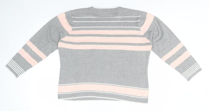 Fabrizio Mens Grey Round Neck  Acrylic Pullover Jumper Size L