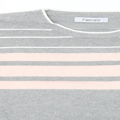 Fabrizio Mens Grey Round Neck  Acrylic Pullover Jumper Size L