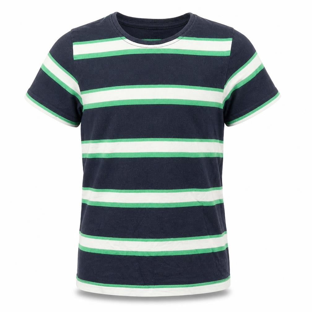 Primark Boys Blue Striped Cotton Basic T-Shirt Size 10-11 Years Round Neck