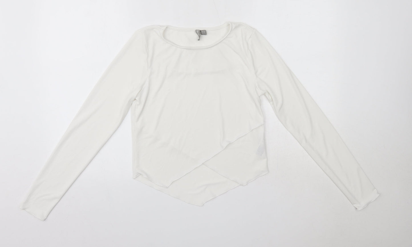 ASOS Womens White  Polyester Basic Blouse Size 10 Round Neck