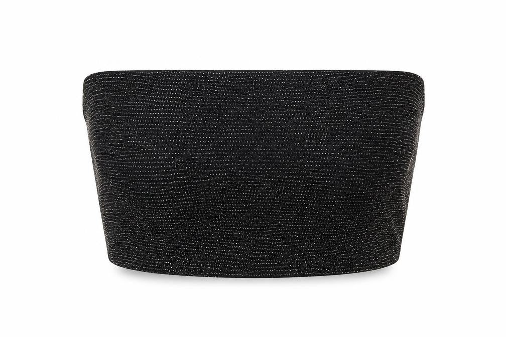 Boohoo Womens Black  Nylon Basic Blouse Size 14 Off the Shoulder - Bandeau