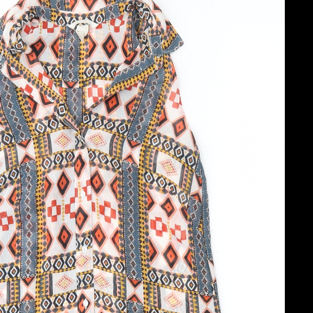 H&M Womens Multicoloured  Polyester Basic Blouse Size 4 Collared