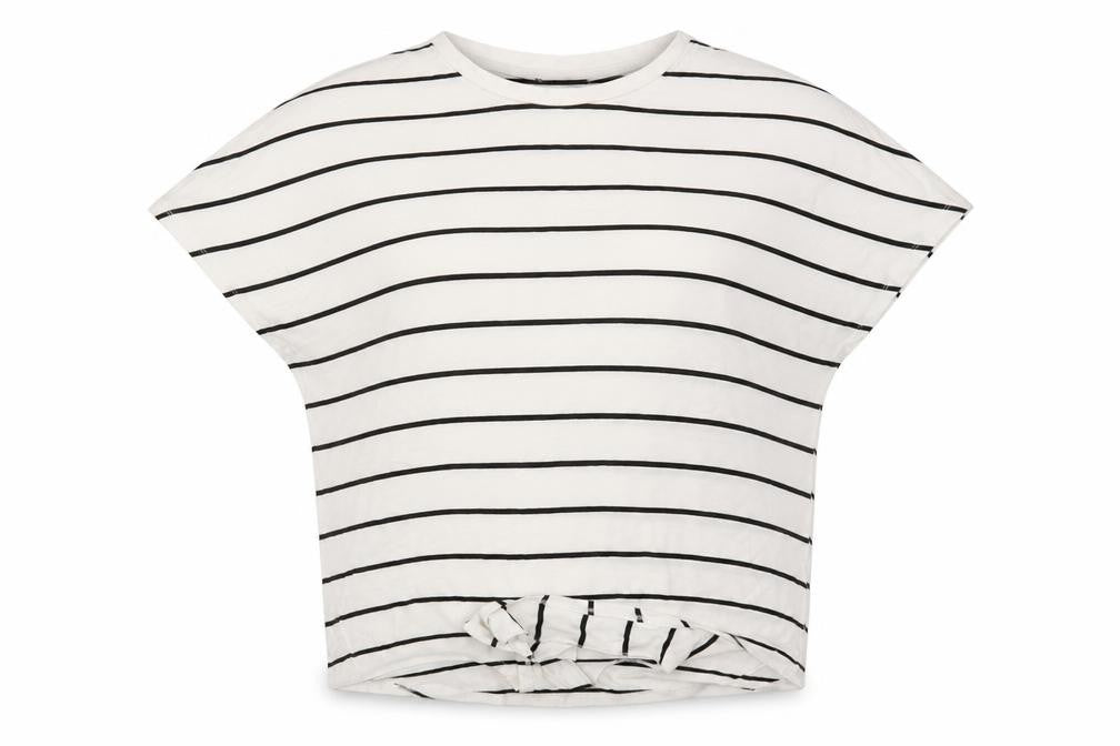 New Look Womens White Striped Viscose Basic Blouse Size 10 Round Neck