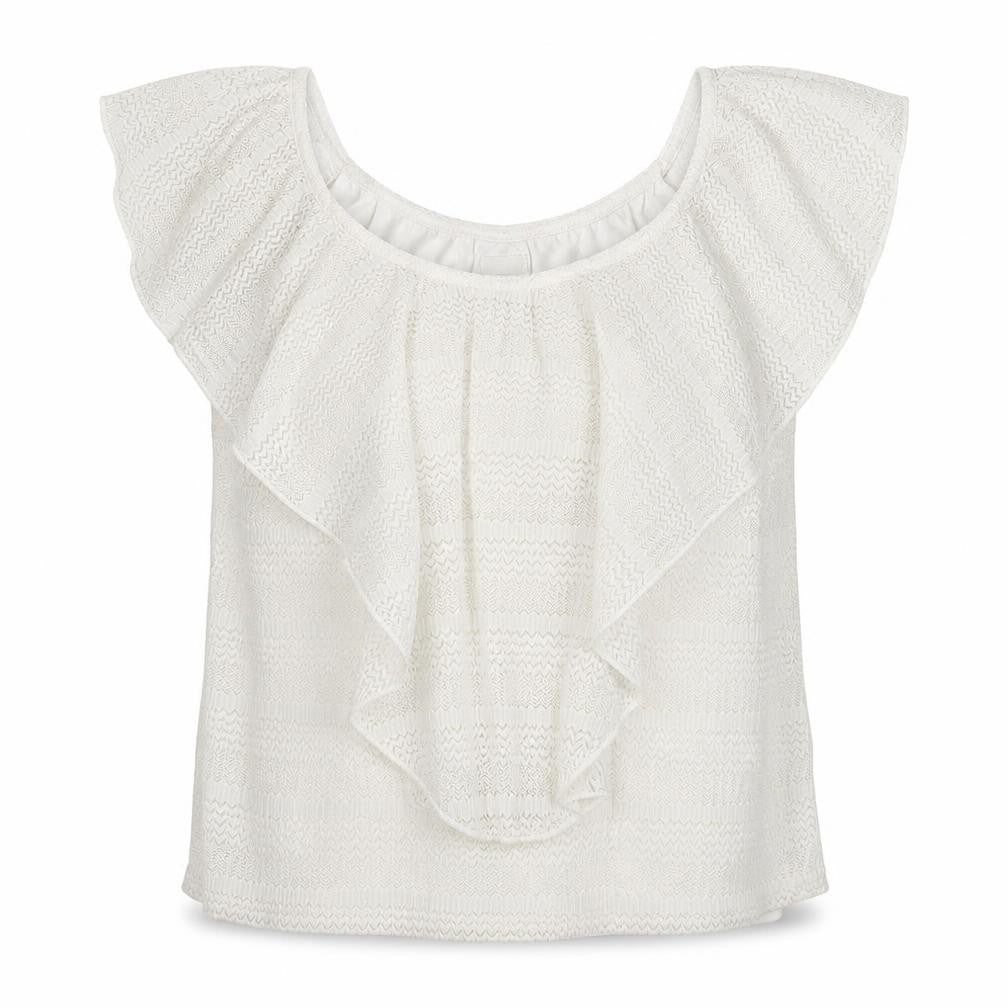 River Island Womens White  Nylon Basic Blouse Size 10 Round Neck