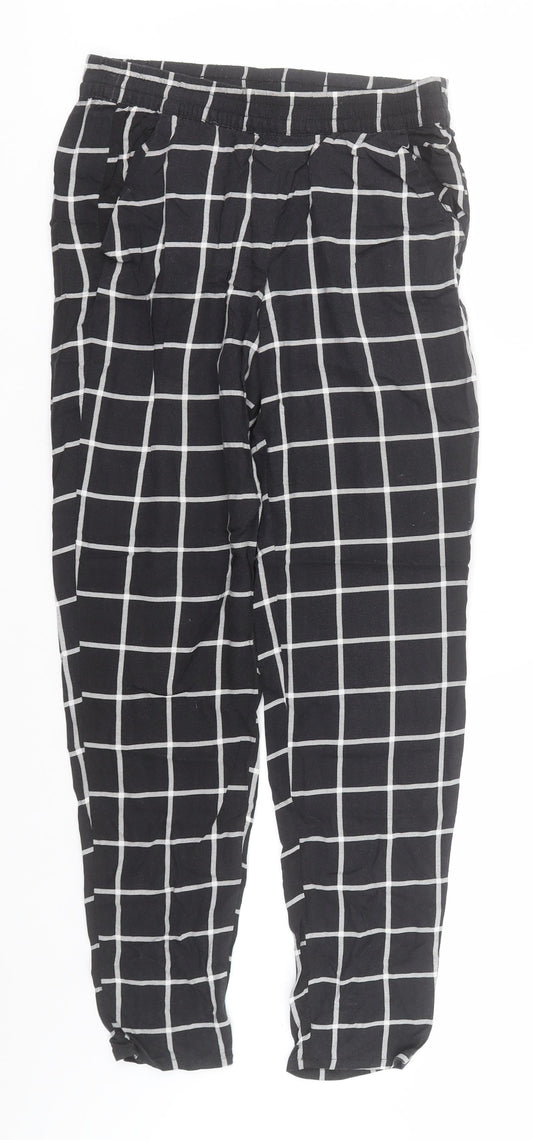 Divided Womens Black Plaid Viscose Sweatpants Trousers Size 4 L25 in Regular