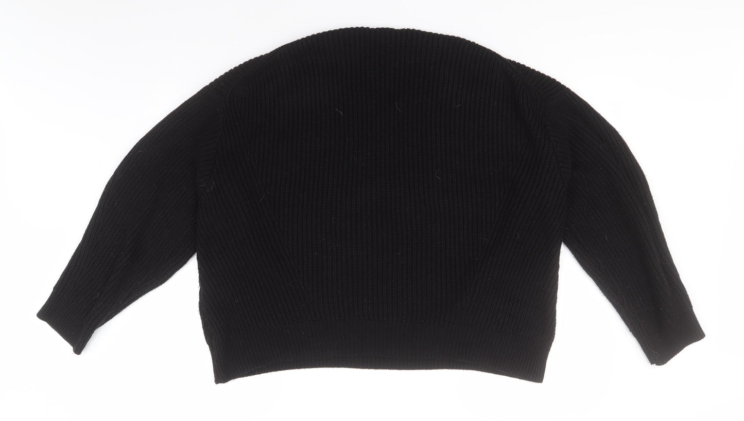 New Look Womens Black Round Neck  Acrylic Pullover Jumper Size L