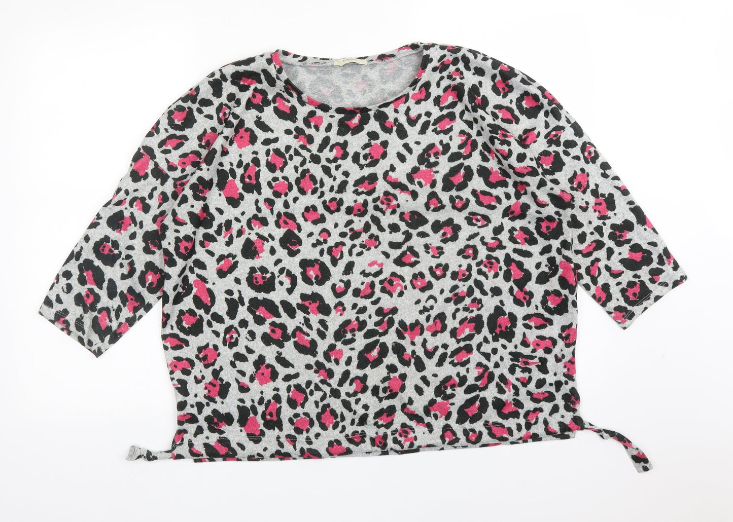 Papaya Womens Multicoloured Animal Print Polyester Basic T-Shirt Size 14 Round Neck